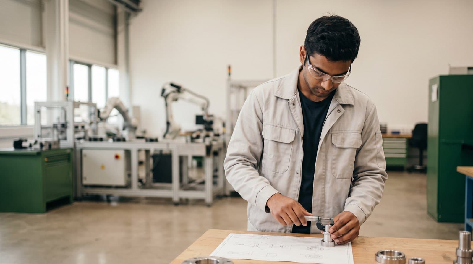 A factory floor and design office in the automotive and machinery field